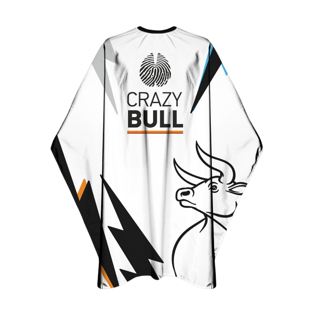 Crazy Bull "Bull Energy" Barber Cape – White Edition