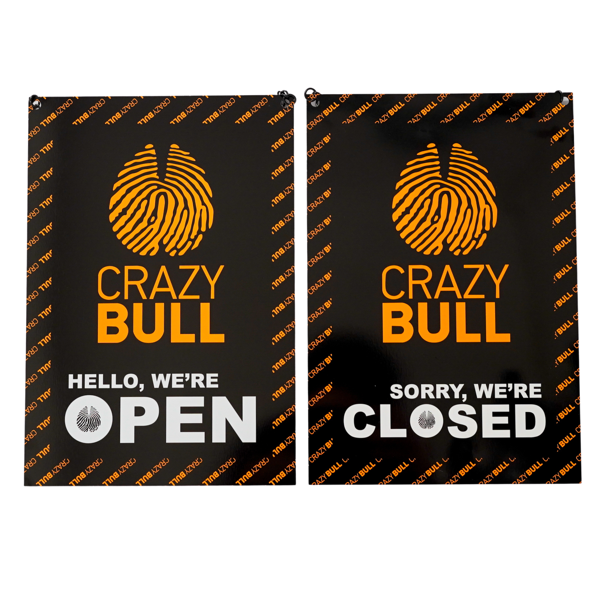 Crazy Bull Barbershop Open/Closed Door Sign