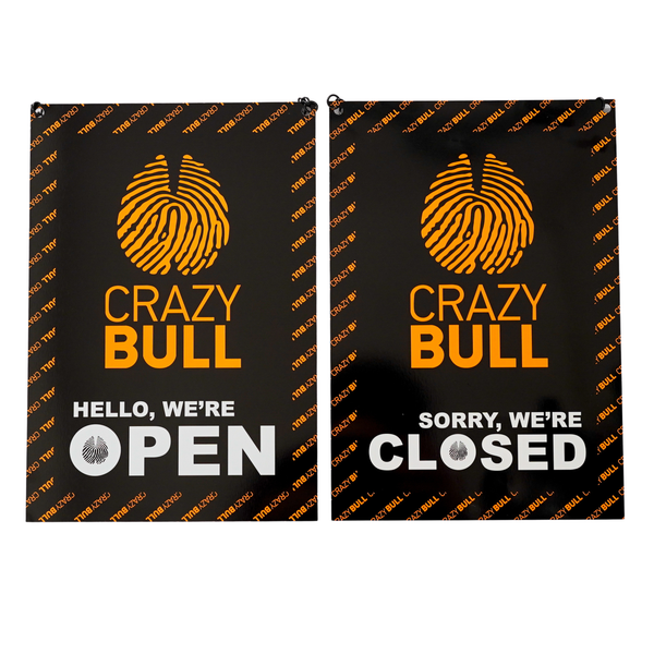 Crazy Bull Barbershop Open/Closed Door Sign