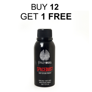 Lift, grip, and style with Crazy Bull Space Dust Texture Powder. This lightweight, matte formula adds instant volume and texture without residue or shine. Perfect for fine or flat hair - just sprinkle, shape, and go. Bold texture, zero fuss.